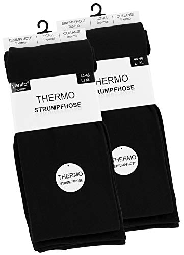 2 pack Medias térmicas para mujeres mullido franela caliente, negro,44/46 (L/XL)