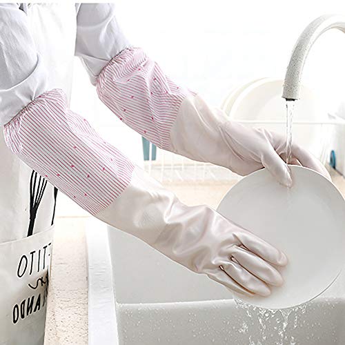 2 pares de guantes de cuero y terciopelo para limpieza de la boca de la viga de lavado de las mujeres guantes de goma