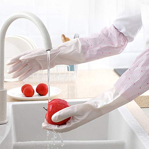 2 pares de guantes de cuero y terciopelo para limpieza de la boca de la viga de lavado de las mujeres guantes de goma