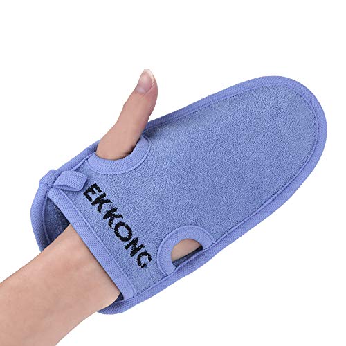 2 Pieza guantes exfoliantes, hecho de fibra de carbón de bambú natural, limpiar euerpo, exfoliación, masajee, spa, anti celulitis, obtener piel suave (azul)