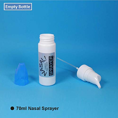 2 pulverizadores de plástico para bomba nasal, vacíos, recargables, de 70 ml, botella de agua, tarro de maquillaje, para aplicaciones salinas y plata coloidal, uso en casa y viajes