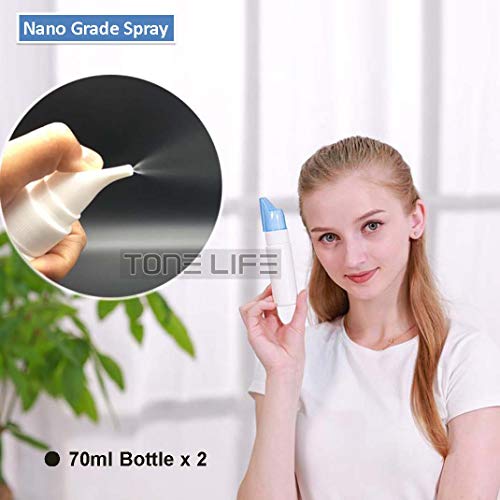 2 pulverizadores de plástico para bomba nasal, vacíos, recargables, de 70 ml, botella de agua, tarro de maquillaje, para aplicaciones salinas y plata coloidal, uso en casa y viajes