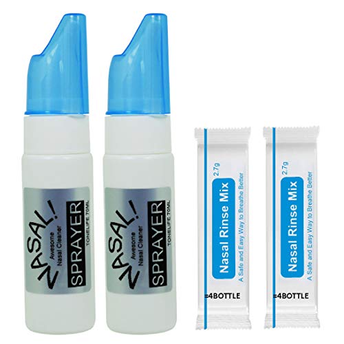 2 pulverizadores de plástico para bomba nasal, vacíos, recargables, de 70 ml, botella de agua, tarro de maquillaje, para aplicaciones salinas y plata coloidal, uso en casa y viajes