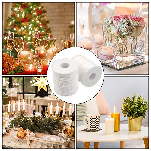 2 rollos 61m Velas Mechas de Velas Naturales, Mecha de Algodón Mechas Antorchas, Mechas Enceradas de Velas para la Fabricación de Velas, Vela DIY (0.24mm,blanco)