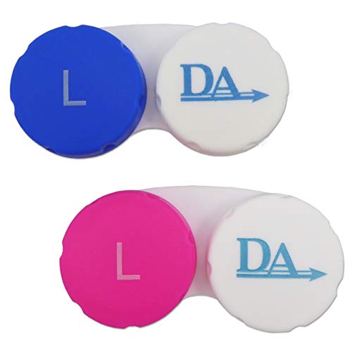 2 x Estuches Lentes de Contacto ~ Clasificados por Color, Izquierda y Derecha (Paquete ~ Rosado Azul)