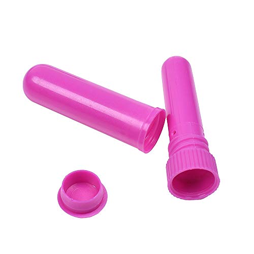 20 Piezas Tubo de Aceites Esenciales Inhalador Nasal Rellenable Reutilizable Plástico Tubo Aromaterapia con Mechas (10 Colores)