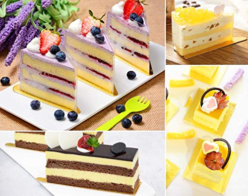 200PCS Tableros De La Torta De Mousse,Mini Torta De Oro Desechable Bandeja de Visualización de Postres,Pastel Tambor Carton Placas de Papel Base de Pastel Base de Postre Para Cumpleaños de Boda