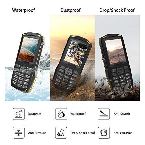 2019 Telefono Movil para Mayores, Blackview BV1000 de Batería 3000mAh, 32MB RAM, 32MB ROM, Cámara 0.3MP-Smartphone Dual SIM 2.4'' FM Radio/SOS/Linterna LED/Bluetooth/MP4/MP3-Amarillo (EU)