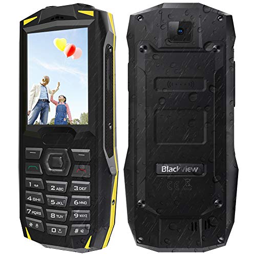 2019 Telefono Movil para Mayores, Blackview BV1000 de Batería 3000mAh, 32MB RAM, 32MB ROM, Cámara 0.3MP-Smartphone Dual SIM 2.4'' FM Radio/SOS/Linterna LED/Bluetooth/MP4/MP3-Amarillo (EU)