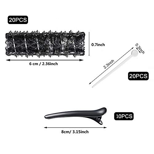 20Pcs Rodillos de malla de alambre Set Hair Styling Brush Roller Peluquería Wave Curlers, 20Pcs de alfileres de plástico, 10 Pcs Pinzas de pelo de dientes de pato