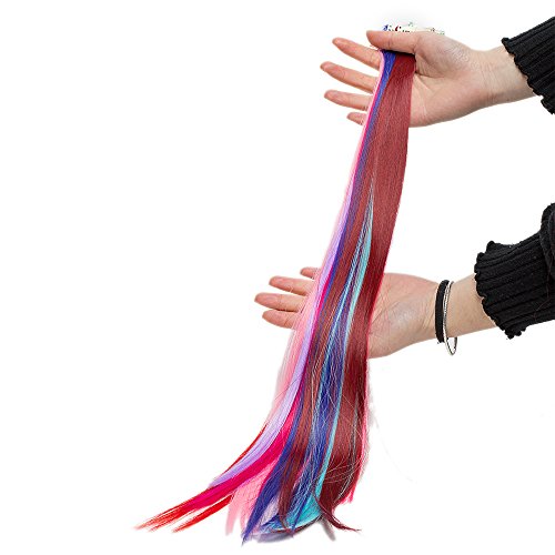 22"(55cm) Extensiones de Cabello Clip Mechas de Colores Fantasía 10 Tiras/Set Pelo Sintético Natural para Niñas Muñecas Postizos Pelucas Accesorios Liso (100g,Varios Colores)