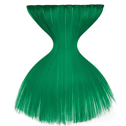 22"(55cm) SEGO 10PCS Extensoines de Colores de Cabello Clip [Verde Malaquita] Mechas Fantasía para Niñas Muñecas Pelo Sintético Se Ve Natural Postizos Accesorios Pelucas Lisos(80g)