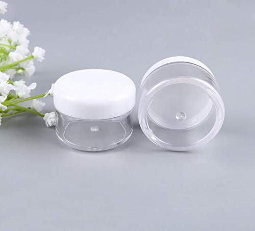 24 botes de plástico blanco de 15 ml con tapón de rosca y base transparente vacía de plástico para cosméticos, maquillaje, crema, sombra de ojos, uñas, polvos, joyería