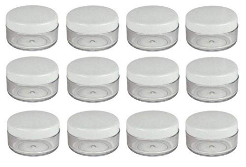 24 botes de plástico blanco de 15 ml con tapón de rosca y base transparente vacía de plástico para cosméticos, maquillaje, crema, sombra de ojos, uñas, polvos, joyería
