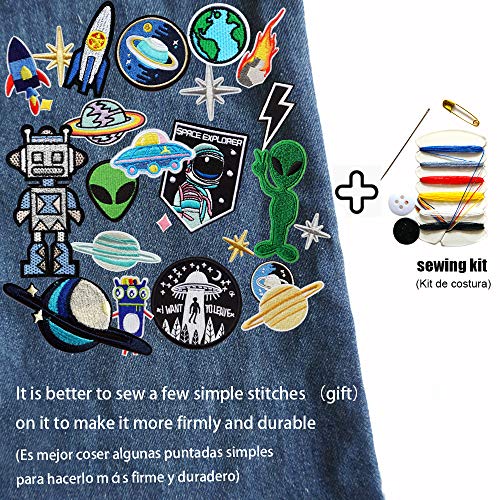 24 piezas de apliques de robot y alien para ropa, parches bordados para planchar o coser