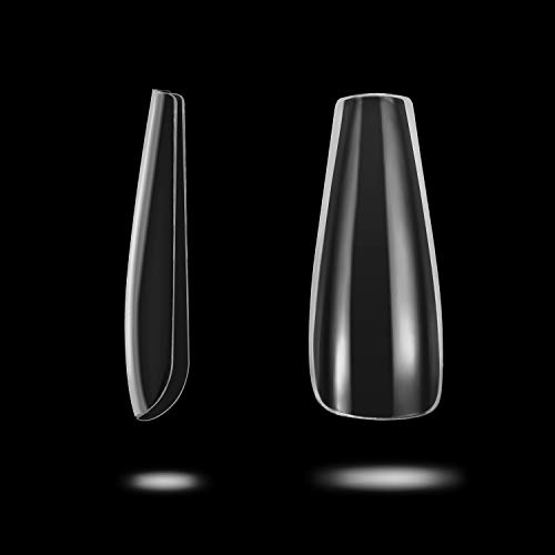 240 Uñas Largas de Bailarina Uñas Falsas de Acrílico Transparente Uñas Artificiales Uñas Postizas de Cubierta Completa con Caja para DIY Accesorios de Salones de Uñas, 10 Tamaños (Transparente)