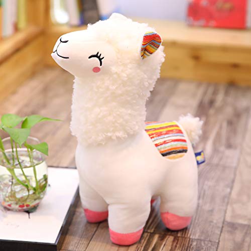 25 cm Alpaca Llama felpa sonrisa rayas animales juguete de peluche muñeca niños juguetes cumpleaños regalos blanco