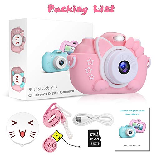2NLF Cámara para Niños 1080P 3.0" IPS HD Pantalla Táctil Cámara de Fotos Digital para Niños con Tarjeta de Memoria Micro TF 32GB Custodia Protettiva Cámara Infantil Regalos Juguete para 3 a 12 Años
