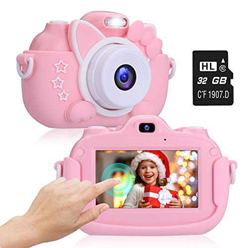 2NLF Cámara para Niños 1080P 3.0" IPS HD Pantalla Táctil Cámara de Fotos Digital para Niños con Tarjeta de Memoria Micro TF 32GB Custodia Protettiva Cámara Infantil Regalos Juguete para 3 a 12 Años