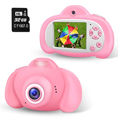 2NLF Camara para Niños Cámaras Digital de Video para niños Cámara Digital 2.0Pulgadas LCD 8MP 1080P HD Juguetes para Niña de 3-10 años con Tarjeta de 32GB SD