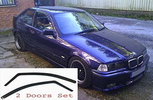 2x Deflectores de Aire encaja B M W E36 Compact 3 Series 1993-2001 Derivabrisas ajuste interior protección sol lluvia nieve viento