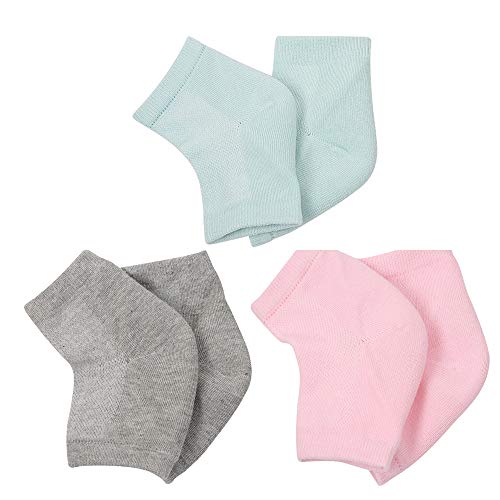 3 Pares Ventilación Gel Hidratante Calcetines,Seco de la piel Agrietada Piel Hidratante Día Limpiadora,Hidratante Cuidado de los pies Exfoliante Dry Heel Pedicura