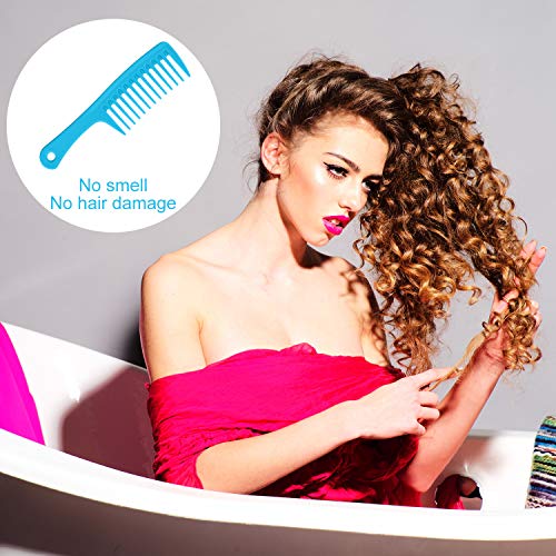 3 Piezas Peines de Pelo de Dientes Anchos Cepillo de Pelo Desenredante con Mango Cepillo de Peluquería Peinado para Pelo Largo y Rizado Grueso, Azul