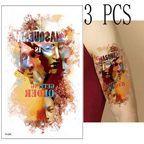 3 unids/Lote Japonés Samurai Tattoo Geisha Femenina Etiqueta Engomada del Tatuaje Peony Flor Cuerpo Cuerpo Maquillaje Tatuaje Halloween Regalo 3pcs-1