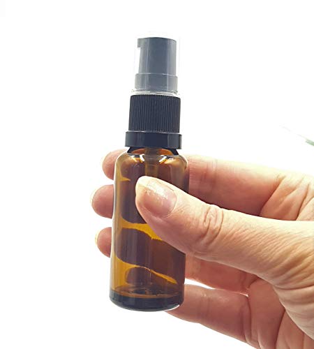 3 x frascos de vidrio ámbar 25 ml aromaterapia con bomba/pulverizador negro. Frasco de vidrio ámbar de calidad óptima vacío apropiado para aromaterapia, arte, manualidades, primeros auxilios, tamaño de viaje, belleza, geles, sérums y lociones