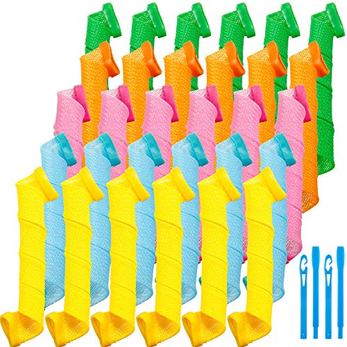 30 Piezas Kit de Rizadores del Cabello Rulos de Pelo Espirales Rizadores Espirales Rodillos de Pelo Rizadores del Cabello sin Calor con 2 Piezas Ganchos de Peinado para Mayoría Tipos Peinados, 30 cm