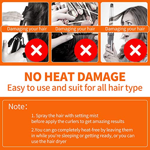 30 Piezas Kit de Rizadores del Cabello Rulos de Pelo Espirales Rizadores Espirales Rodillos de Pelo Rizadores del Cabello sin Calor con 2 Piezas Ganchos de Peinado para Mayoría Tipos Peinados, 30 cm