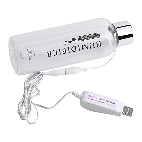 300ml Difusor Portatil de Aromaterapia de Aire Humidificador Ultrasonico USB Forma de Botella para Interior Hogar Oficina(Plata)