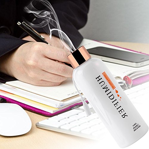 300ml Difusor Portatil de Aromaterapia de Aire Humidificador Ultrasonico USB Forma de Botella para Interior Hogar Oficina(Plata)