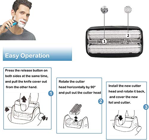 30B Cabezales de Afeitado para Braun Afeitadora Eléctrica Hombre, Lámina y Cuchillas de Repuesto Poweka para Braun Serie 3 SmartControl TriControl y Syncro Pro
