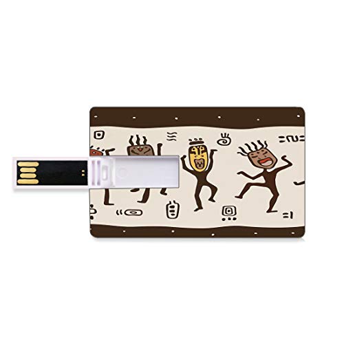 32 GB Unidades flash USB flash Primitivo Forma de tarjeta de crédito bancaria Clave comercial U Disco de almacenamiento Memory Stick Dibujos animados nativos bailando con máscaras africanas Rituales p