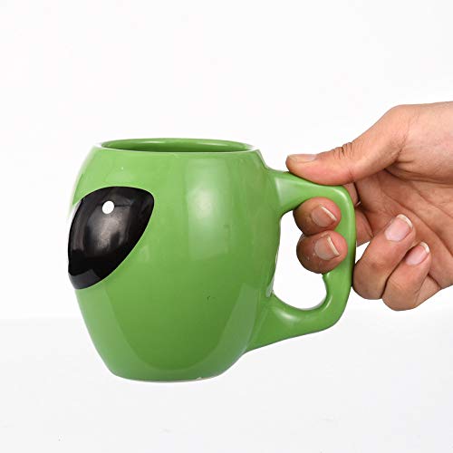 350ml 3D Alien Head En Forma De Taza De Café De Cerámica Taza Caliente Sin Tapas Divertido Porcelana Regalo De Oficina Viaje Novedad Estándar,Green-350ml