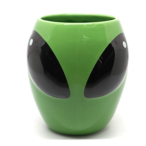 350ml 3D Alien Head En Forma De Taza De Café De Cerámica Taza Caliente Sin Tapas Divertido Porcelana Regalo De Oficina Viaje Novedad Estándar,Green-350ml