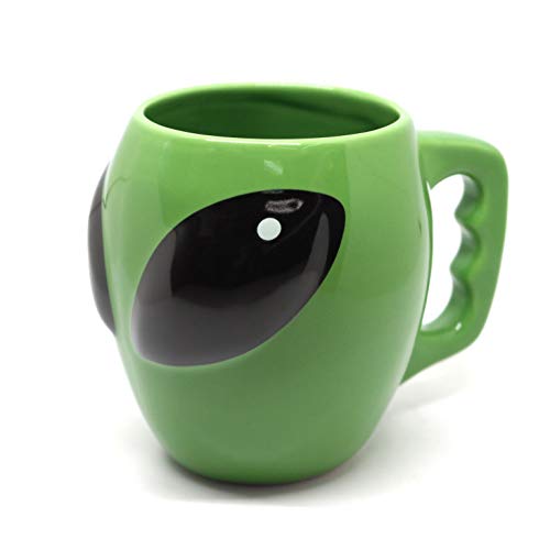 350ml 3D Alien Head En Forma De Taza De Café De Cerámica Taza Caliente Sin Tapas Divertido Porcelana Regalo De Oficina Viaje Novedad Estándar,Green-350ml