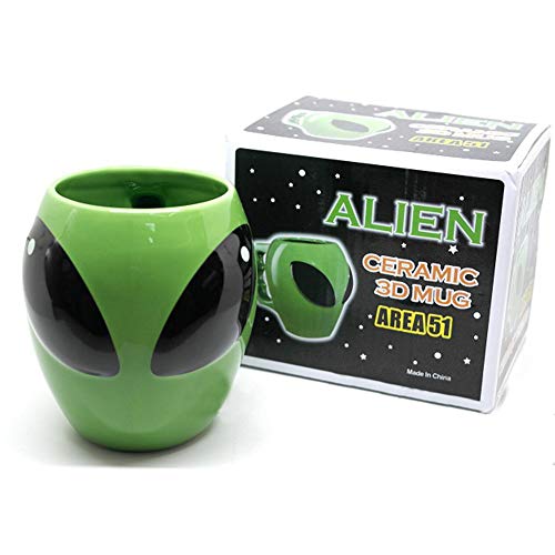 350ml 3D Alien Head En Forma De Taza De Café De Cerámica Taza Caliente Sin Tapas Divertido Porcelana Regalo De Oficina Viaje Novedad Estándar,Green-350ml