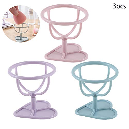 3pcs / set Los titulares de maquillaje Esponja Puff soporte de exhibición forma de la calabaza Esponja Puff titular de secado del soporte (rosa/púrpura/azul)