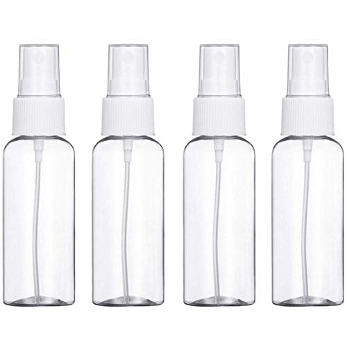 4 botellas de viaje, botella vacía transparente de 30 ml, atomizador fino, pulverizador cosmético, color blanco
