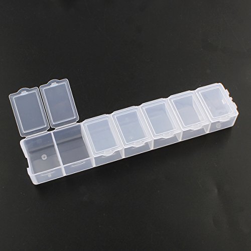 4 Cajas para Perlas XL Grande con 7 Compartimentos, 20 cm, Caja organizadora de plástico, contenedor, Caja de Materiales, Caja surtida, para Joyas, Perlas, cosméticos,