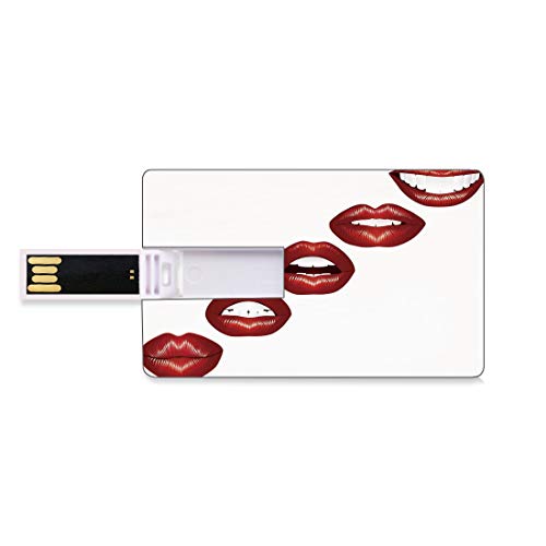 4 GB Unidades flash USB flash Beso Forma de tarjeta de crédito bancaria Clave comercial U Disco de almacenamiento Memory Stick Labios rojos llenos vivos Sonrientes besos Lápiz labial sexy Boca Mimetis