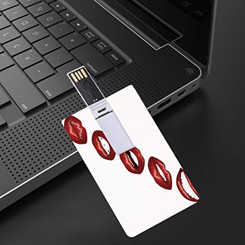 4 GB Unidades flash USB flash Beso Forma de tarjeta de crédito bancaria Clave comercial U Disco de almacenamiento Memory Stick Labios rojos llenos vivos Sonrientes besos Lápiz labial sexy Boca Mimetis