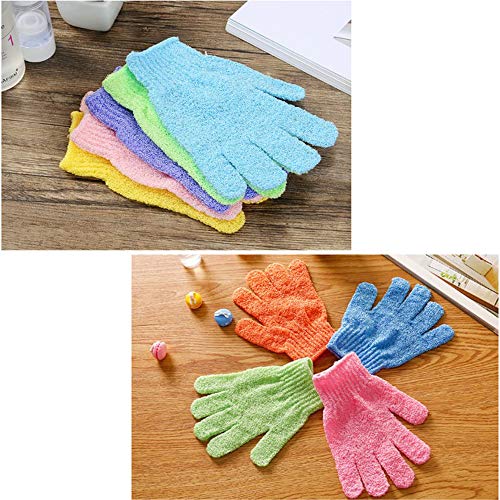4 Pieza Manoplas Exfoliantes, Manopla de Exfoliación Corporal, Guantes de Baño de Doble Cara, para Ducha Cuerpo Spa Masaje Removedor de Células de Piel Muerta (Color Aleatorio)