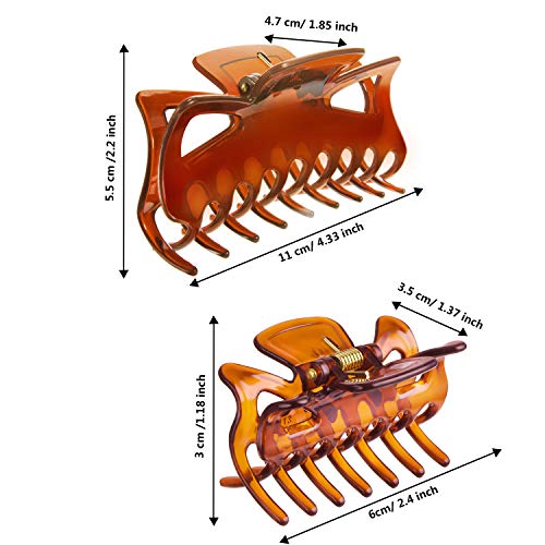 4 Piezas 11 cm Clips Hebillas de Pelo Grandes de Plástico Garra de Pelo Grueso de Mujeres (2,4 Pulgadas y 4,33 Pulgadas, Negro y Marrón)