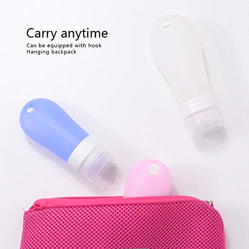 4 Piezas Botellas de Viaje de Silicona Contenedor de Viaje Recargable Tamaño de Viaje Tubo cosmético Reutilizables Tubos Silicona Viaje exprimibles Prueba de Fugas con Orificio para Colgar (90ml)
