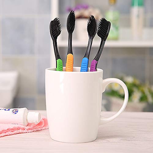 4 piezas carbón de bambú Ultra suave cepillo de dientes cuidado dental Diente sostenible limpieza con cepillo Asa de moso bambú y carbón El cepillo de dientes ecológica