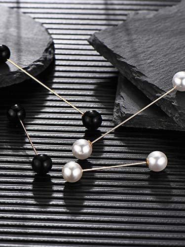 4 Piezas de Clip de Suéter Chal Blanco Negro Broches de Doble Perla Falsa Alfileres de Seguridad para Decoración de Ropa de Mujeres Chicas