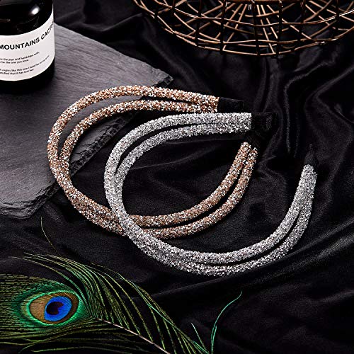 4 Piezas Diadema de Diamantes de Imitación Banda de Cabeza Lateral Doble Diadema de Cristal Delgada para Mujeres Chicas Accesorios de Pelo